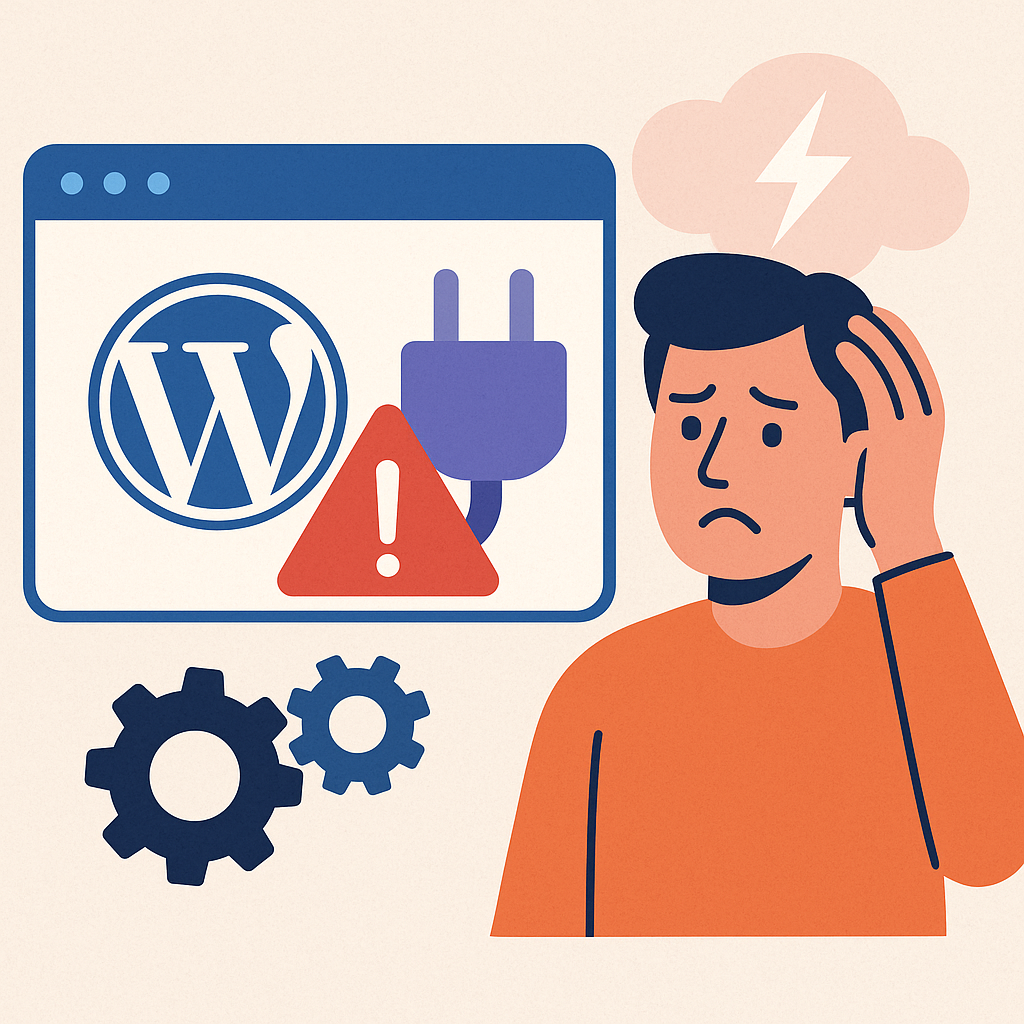 Изображение, показывающее типичные ошибки при установке плагинов WordPress: уведомления об ошибках, несовместимость версий и предупреждения в админ-панели.